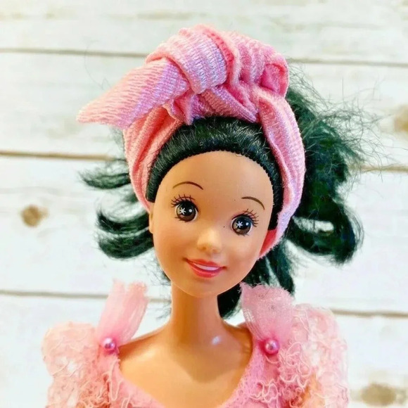 MATTEL BARBIE Disney Doll Black Hair Brown Eyes Pink Dress 12" Tall - Picture 2 of 11